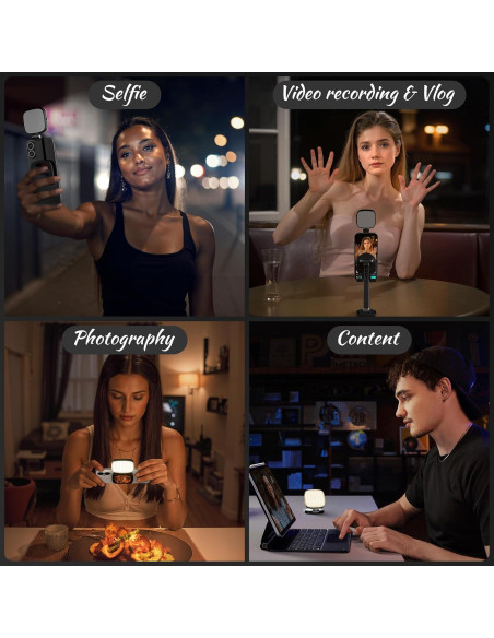 Luz de Selfie Magnética Recargable 5 Modos LED - Negro Luz de Selfie Magnética Recargable 5 Modos LED - Negro