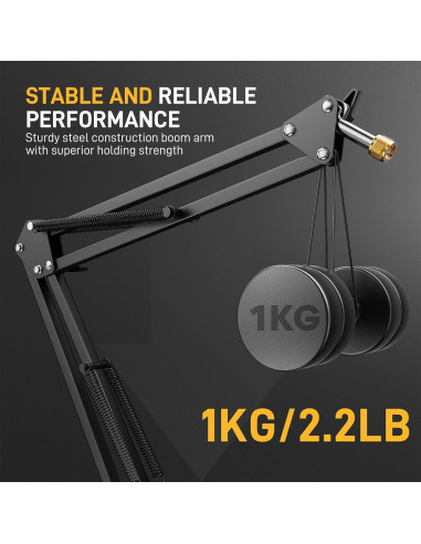 Soporte de Micrófono MAONO BA20 Negro - Brazo Boom Ajustable 1kg