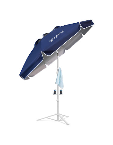 Sombrilla portátil AMMSUN 2m azul marino con soporte ajustable