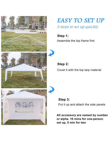 Carpa de Evento 3 Paredes Removibles WEI WEI GLOBAL 3x3m Blanca Carpa de Evento 3 Paredes Removibles WEI WEI GLOBAL 3x3m Blanca