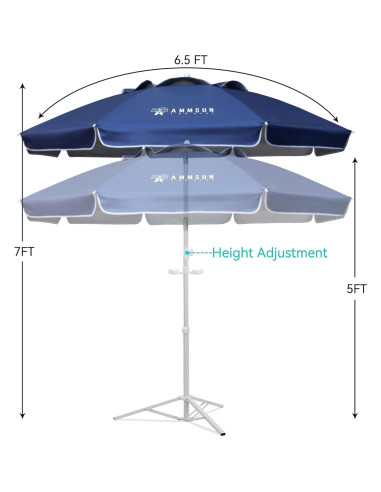 Sombrilla portátil AMMSUN 2m azul marino con soporte ajustable