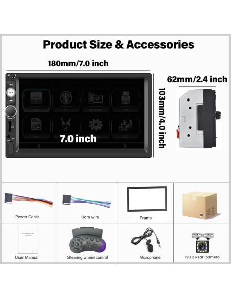 Radio de Coche Doble Din UNITOPSCI 7" CarPlay Android Auto Radio de Coche Doble Din UNITOPSCI 7" CarPlay Android Auto
