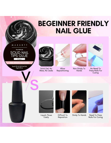 Gel de Pegamento para Uñas Makartt D-Clear 15ml x2 - Fuerte y Flexible
