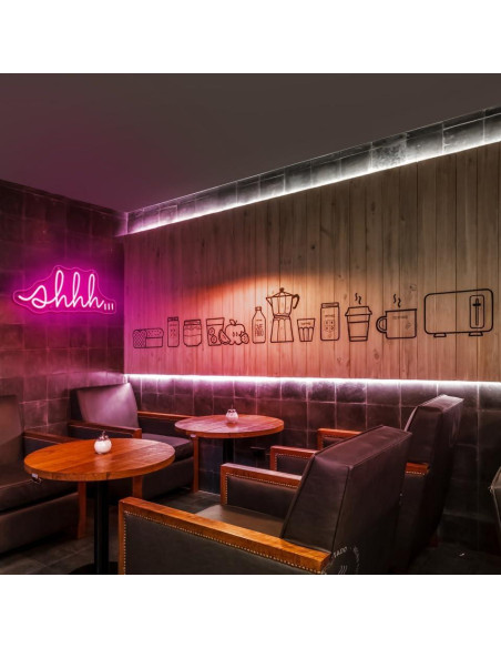 Cartel de Neón LED YYUAN Shhh Rosa 16x40cm Decoración Cartel de Neón LED YYUAN Shhh Rosa 16x40cm Decoración