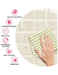 Alwayspon Azulejos de Vinilo 3D Beige Autoadhesivos 10 Hojas 2