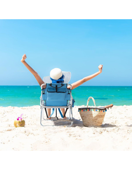 Silla de Playa Outvita Ajustable 5 Posiciones con Bolsa Térmica Silla de Playa Outvita Ajustable 5 Posiciones con Bolsa Térmica