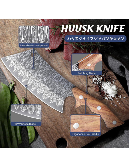 Cuchillo de Cocina Huusk Japón 18cm Acero Alto Carbono Cuchillo de Cocina Huusk Japón 18cm Acero Alto Carbono