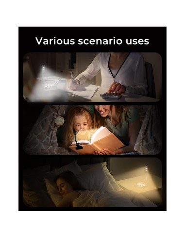 Luz de lectura recargable USB YouZhanDeng negra 3 colores