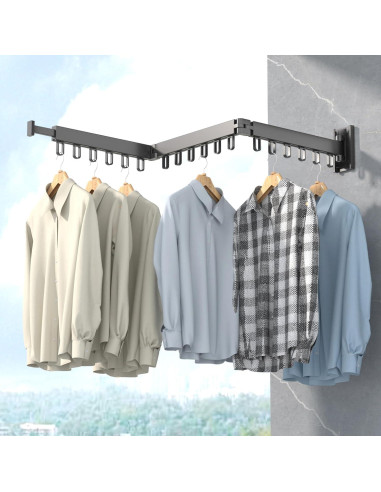 Estante Plegable para Secar Ropa ZdwCyl Negro Montado en Pared