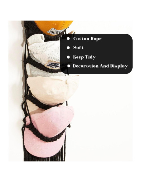 Soporte para Gorras Jontell Negro - Organizador de Macramé 7 Niveles Soporte para Gorras Jontell Negro - Organizador de Macramé 7 Niveles