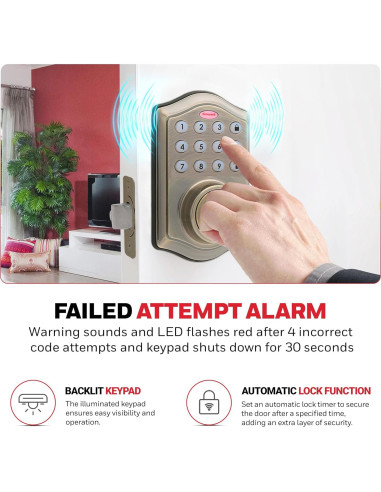 Cerrojo Electrónico Honeywell de Entrada Sin Llave - Latón Antiguo