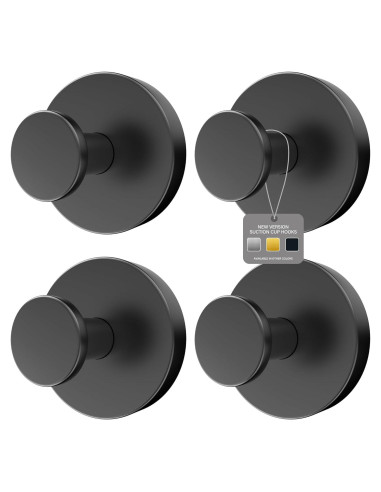 Ganchos de Ventosa Ninth Five para Ducha y Baño - 4 Piezas Negro