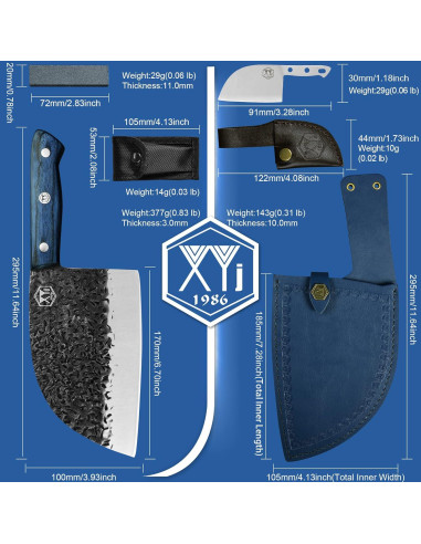 Cuchillo de Carnicero XYJ 295mm Acero Alto Carbono Full Tang