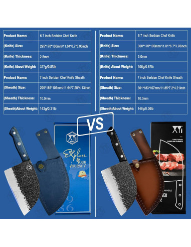 Cuchillo de Carnicero XYJ 295mm Acero Alto Carbono Full Tang
