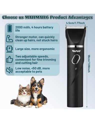 Kit de Aseo para Perros MALLMALL6 4 en 1 Batería 2000mAh