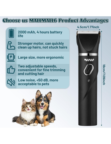 Kit de Aseo para Perros MALLMALL6 4 en 1 Batería 2000mAh Kit de Aseo para Perros MALLMALL6 4 en 1 Batería 2000mAh