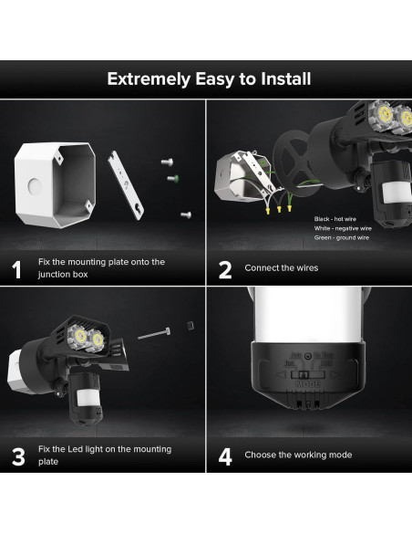 Luz de Seguridad LED SANSI 18W con Sensor de Movimiento IP65 Luz de Seguridad LED SANSI 18W con Sensor de Movimiento IP65