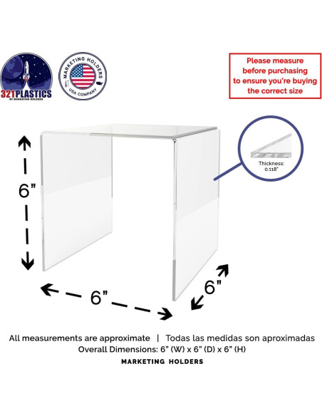 Soporte Elevador de Acrílico Transparente 15.24 cm Marketing Holders Soporte Elevador de Acrílico Transparente 15.24 cm Marketing Holders