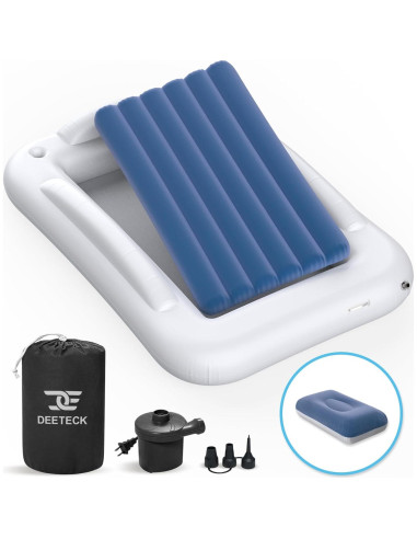 Cama de viaje inflable Deeteck para niños 160x109 cm azul
