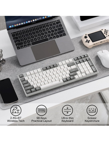 Teclado Inalámbrico Redragon BK7114 Slim 98 Teclas Rosa