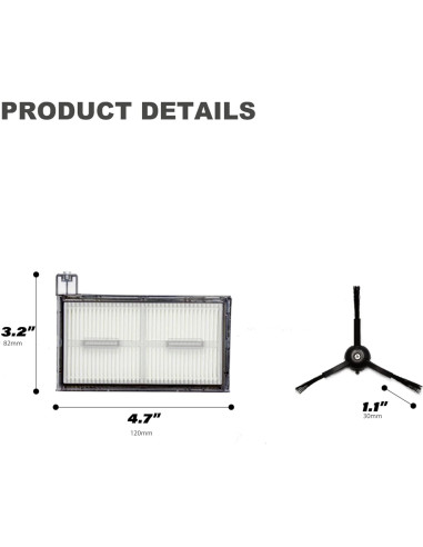 Piezas de Repuesto Eufy X8 Pro - 12PC Filtro Hepa y Barrido Lateral