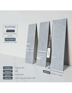 Azulejos Autoadhesivos COLAMO 22PCS Gris Brillante 0.37m 2