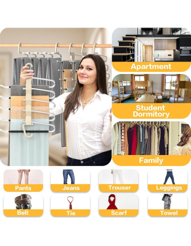 Perchas para Pantalones AUFETQ - Paquete de 2 Antideslizantes