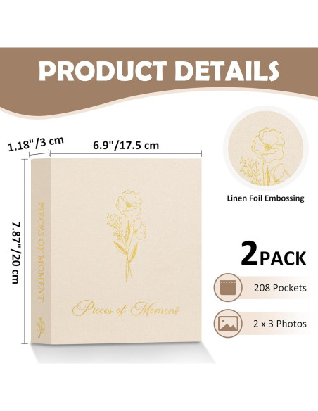 Álbum de Fotos Polaroid Lanpn Beige 2 Paquetes 208 Fotos 5x7.6 cm Álbum de Fotos Polaroid Lanpn Beige 2 Paquetes 208 Fotos 5x7.6 cm