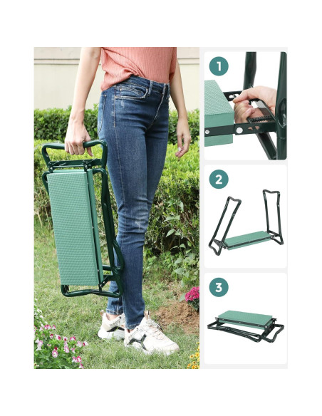 Banco de Rodillas y Asiento de Jardín SONGMICS Verde 60x27.5cm Banco de Rodillas y Asiento de Jardín SONGMICS Verde 60x27.5cm