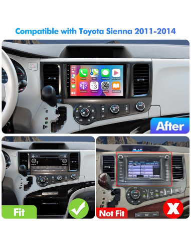 Estéreo de Coche FeirTon Android 12 9" Doble Din para Toyota Sienna 2011-2014