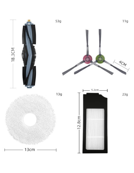 Kits de Reemplazo para ECOVACS DEEBOT X1 Omni/TURBO - 2 Cepillos Kits de Reemplazo para ECOVACS DEEBOT X1 Omni/TURBO - 2 Cepillos