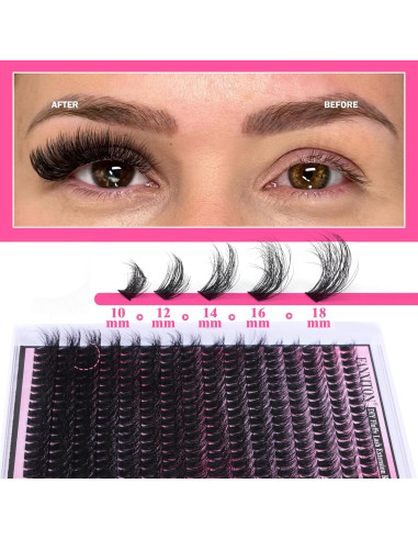 Kit de Extensión de Pestañas FANXITON 288 pcs 10-18 mm DIY