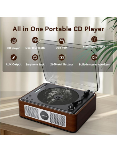 Reproductor de CD Portátil THINKYA Y11 Bluetooth HiFi 2600mAh