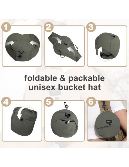 Sombrero de Cubo Plegable Impermeable UV Otra Opción Verde Militar Sombrero de Cubo Plegable Impermeable UV Otra Opción Verde Militar