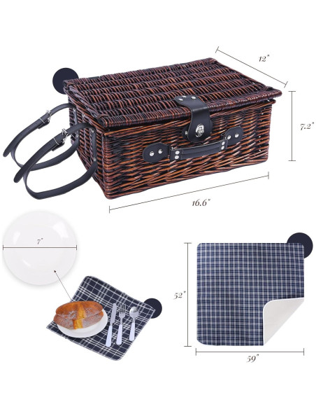 Cesta de Picnic de Mimbre Neti Neti con Enfriador y Manta 4 Personas Cesta de Picnic de Mimbre Neti Neti con Enfriador y Manta 4 Personas