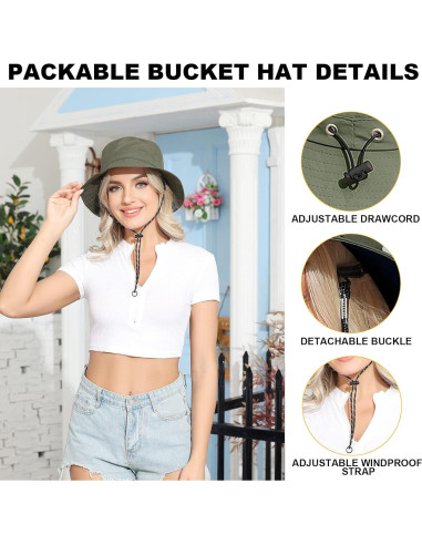 Sombrero de Cubo Plegable Impermeable UV Otra Opción Verde Militar