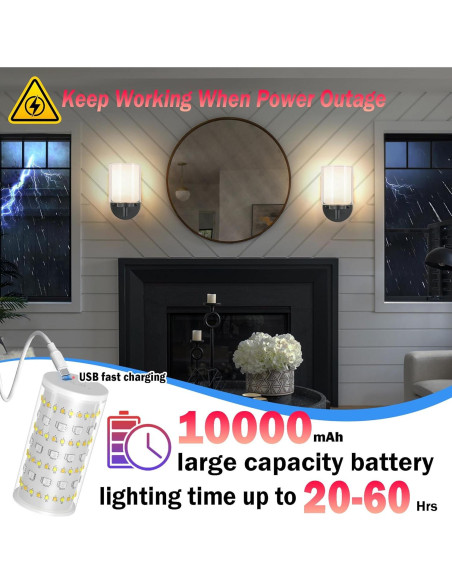 Juego de Apliques de Pared Inalámbricos Nekhung RGB 10000mAh Juego de Apliques de Pared Inalámbricos Nekhung RGB 10000mAh