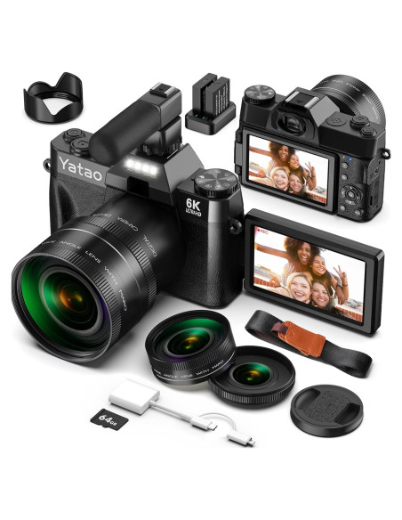 Cámara Digital Yatao YT01 64MP 6K Pantalla Plegable WiFi Cámara Digital Yatao YT01 64MP 6K Pantalla Plegable WiFi