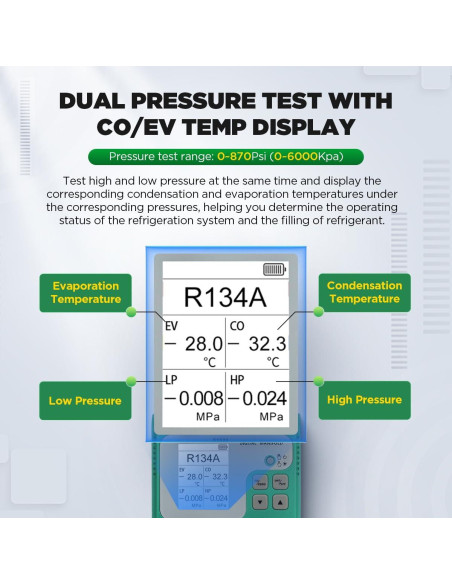 Juego de Manómetros Digitales HVAC KAISAL con Pantalla TFT Juego de Manómetros Digitales HVAC KAISAL con Pantalla TFT