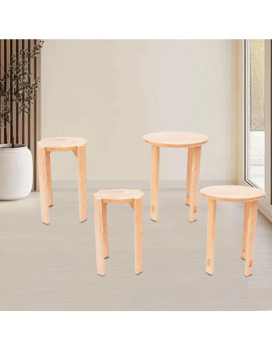 Juego de Taburetes Apilables GIBEIBEI de Madera 4 en 1