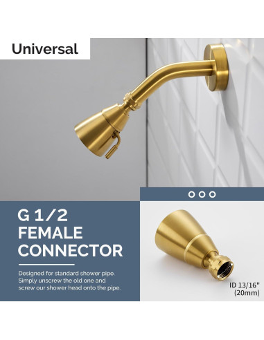 Cabezal de Ducha de Alto Flujo Angle Simple Oro Cepillado