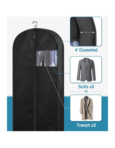 Bolsas de Traje KIMBORA 43" con Fuelles y Asas - 3 Paquetes