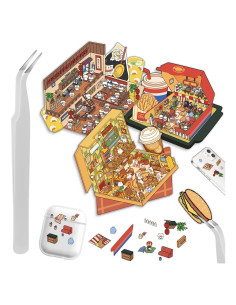 Pegatinas 3D DIY Yaozyety - Tema Comida, 3 Conjuntos Reutilizables