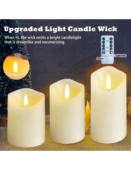 Juego de Velas LED Recargables Sin Llama LEDHOLYT 3 Piezas Juego de Velas LED Recargables Sin Llama LEDHOLYT 3 Piezas