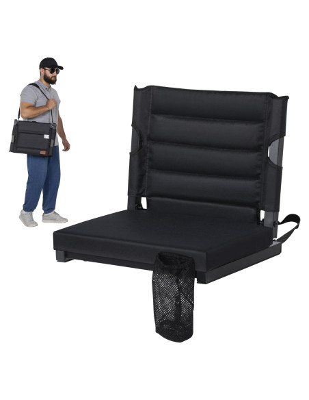 Asiento Plegable de Estadio LOENIY con Respaldo Acolchado Negro Asiento Plegable de Estadio LOENIY con Respaldo Acolchado Negro