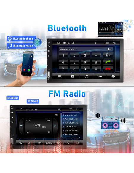 Estéreo de coche CAMECHO Q3161A3-39-C06 Doble Din 7" CarPlay Estéreo de coche CAMECHO Q3161A3-39-C06 Doble Din 7" CarPlay