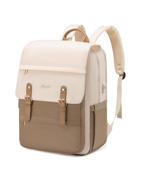 Mochila LOVEVOOK para Laptop 15.6" Beige y Café 23.2L Mochila LOVEVOOK para Laptop 15.6" Beige y Café 23.2L