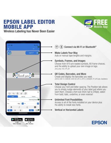 Impresora de Etiquetas Portátil Epson LW-C610PX Bluetooth 24mm