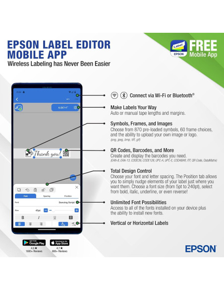 Impresora de Etiquetas Portátil Epson LW-C610PX Bluetooth 24mm Impresora de Etiquetas Portátil Epson LW-C610PX Bluetooth 24mm