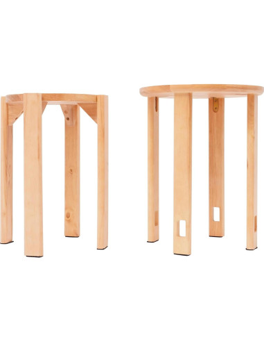 Juego de 4 Taburetes Apilables de Madera Kreiaoer 35.56 cm